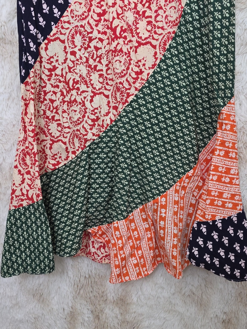 Free People Patchwork Asymmetrical Maxi Skirt Boho Festival Cottagecore Women's - Picture 3 of 6